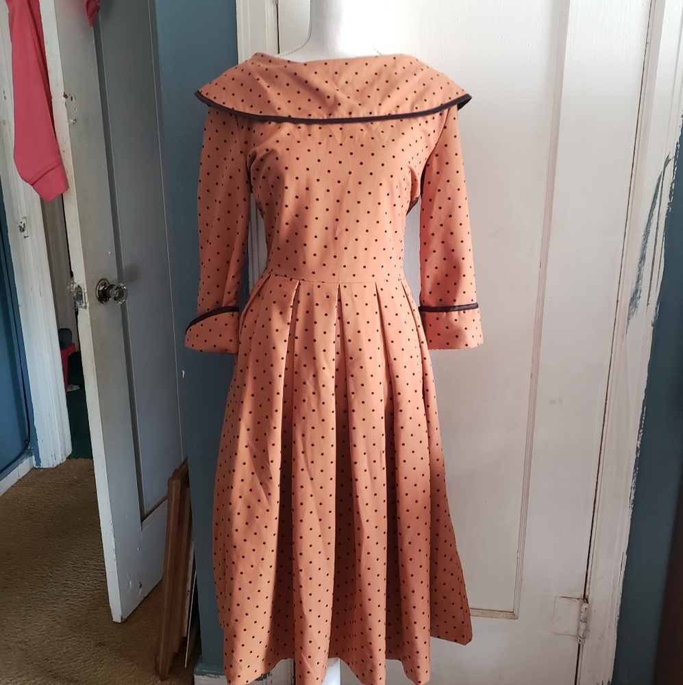 Tatyana Iced Coffee Polka Dot Dress
